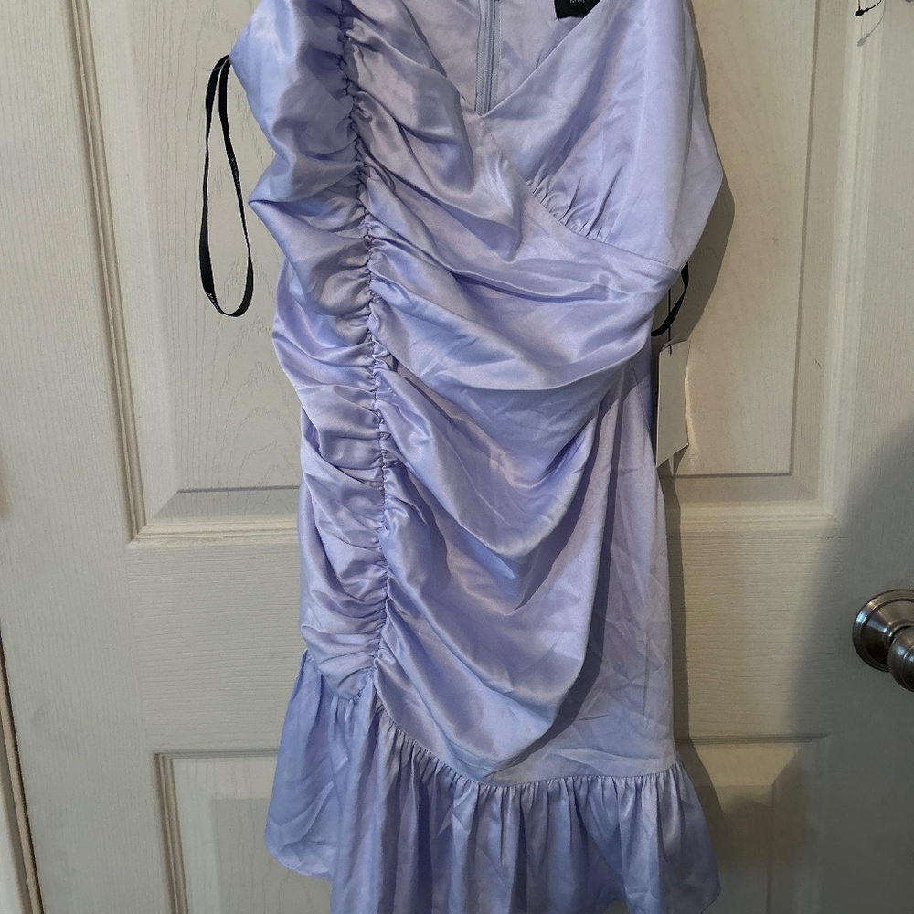 Purple mini ruffle dress